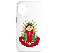 Santa María de Guadalupe Cartoon Reina del Cielo Floral Carcasa para iPhone 16