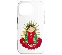 Santa María de Guadalupe Cartoon Reina del Cielo Floral Carcasa para iPhone 16 Pro