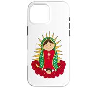 Santa María de Guadalupe Cartoon Reina del Cielo Floral Carcasa para iPhone 16 Pro Max