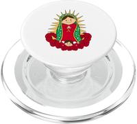 Santa María de Guadalupe Cartoon Reina del Cielo Floral PopSockets PopGrip para MagSafe