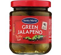 Santa María, Green Sliced Jalapeños, pimientos verdes, sabor rico y muy picante, resalta el sabor de Tacos, pizzas, Fajitas, Enchiladas, ideal para enriquecer todos tus platos, 215 g