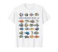 Santa Monica Beach California - Diseño de Peces Coloridos Camiseta