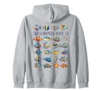Santa Monica Beach California - Diseño de Peces Coloridos Sudadera con Capucha