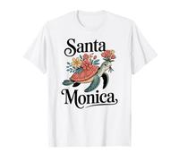 Santa Mónica, California Tortuga Divertida con Flores Camiseta