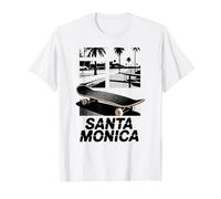 Santa Mónica, Retro Palmeras y Patineta Patinador Divertido Camiseta
