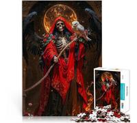 Santa Muerte con Búho Puzzles de 1000 Piezas para Adolescentes Juego Familiar para aliviar el estrés: desafío difícil Decoración 38x26cm