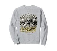 Santa Muerte Estatua de Calavera y Texto Santa Muerte Sudadera, Unisex para Adultos, Gris Jaspeado, S