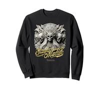Santa Muerte Estatua de Calavera y Texto Santa Muerte Sudadera, Unisex para Adultos, Negro, L