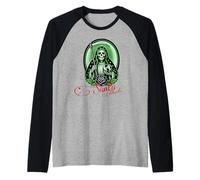 Santa Muerte Green Justice Scythe Globe Folk Saint Rose Camiseta Manga Raglan