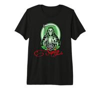Santa Muerte Green Justice Scythe Globe Folk Saint Rose Camiseta Premium