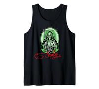 Santa Muerte Green Justice Scythe Globe Folk Saint Rose Camiseta sin Mangas