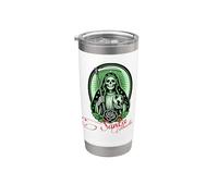 Santa Muerte Green Justice Scythe Globe Folk Saint Rose Vaso térmico de acero inoxidable de doble pared