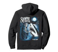 Santa Muerte Shark Siempre Te Protege Deidad Mexicana Folklore Sudadera con Capucha