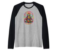 Santa Muerte Tie Dye Folk Saint Roses Velas Diseño Camiseta Manga Raglan