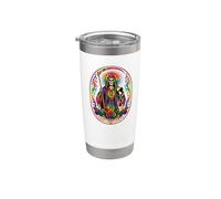 Santa Muerte Tie Dye Folk Saint Roses Velas Diseño Vaso térmico de acero inoxidable de doble pared