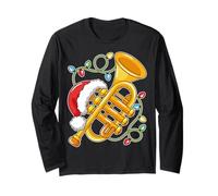 Santa Music Design For Men Boys Christmas Trompeta Festive Manga Larga