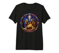 Santa Natividad Medieval Catedral Gótica Mosaico Arte Círculo Camiseta Premium