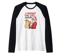 Santa Olvidó Lista Navidad Humor Vacaciones Camiseta Manga Raglan