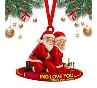 Santa Ornament - Acrylic, 3.94x3.23x0.08in Festive Pendant Holiday Decor Rust-Resistant | Hangable Christmas Accent Seasonal Display, Winter Home Decor For Living Room, Bedroom, Office, Garden, Backya