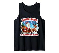 Santa Paws está llegando a la Ciudad Navidad Amante del Oso Polar Navidad Camiseta sin Mangas