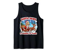Santa Paws está llegando a la Ciudad Navidad dueño del Perro Saluki Navidad Camiseta sin Mangas