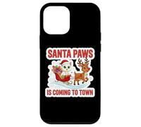 Santa Paws está llegando a la Ciudad Navidad Propietario Gato Blanco Navidad Carcasa para iPhone 12 Mini