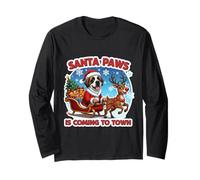 Santa Paws está llegando a la Ciudad Navidad San Bernardo Dog Fun Manga Larga