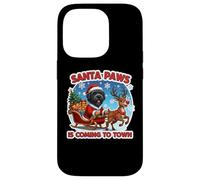 Santa Paws está llegando Navidad Negro Russian Terrier Dog Fun Carcasa para iPhone 14 Pro