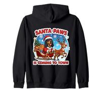Santa Paws Is Coming Christmas - Perro Coonhound Negro y marrón Sudadera con Capucha