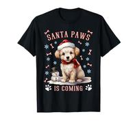 Santa Paws Is Coming Christmas White Maltipoo Puppy Dog Camiseta