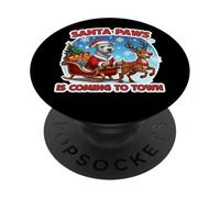 Santa Paws Is Coming Town Christmas Bedlington Terrier Dog PopSockets PopGrip Adhesivo