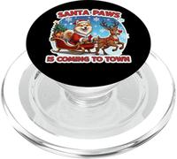 Santa Paws Is Coming Town Christmas - Perro Pastor islandés PopSockets PopGrip para MagSafe