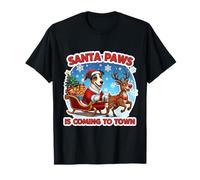 Santa Paws Is Coming Town Christmas Smooth Fox Terrier Camiseta