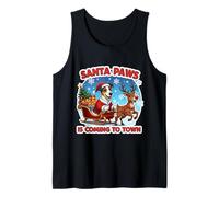 Santa Paws Is Coming Town Christmas Smooth Fox Terrier Camiseta sin Mangas