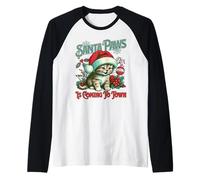 Santa Paws llega a la Ciudad Funny Cat Christmas Santa Claus Camiseta Manga Raglan