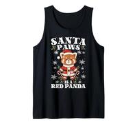 Santa Paws Red Panda Christmas Pun Xmas Pajama Camiseta sin Mangas