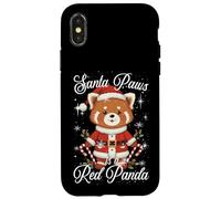Santa Paws Red Panda Christmas Pun Xmas Pajama Carcasa para iPhone X/XS