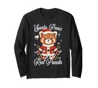 Santa Paws Red Panda Christmas Pun Xmas Pajama Manga Larga