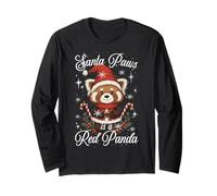 Santa Paws Red Panda Christmas Pun Xmas Pajama Manga Larga