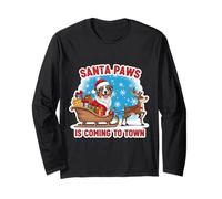 Santa Paws se Acerca el dueño de un Perro Pastor Australiano en Navidad Manga Larga