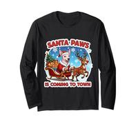 Santa Paws se Acerca el Perro Terrier Americano sin Pelo de Navidad Manga Larga