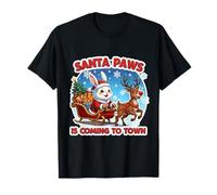 Santa Paws Viene a la Ciudad Christmas Bunny Rabbit Dueño Camiseta