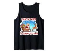 Santa Paws Viene a la Ciudad Navidad Pomerania dueño de Perro Camiseta sin Mangas