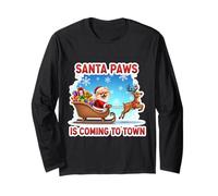 Santa Paws Viene a la Ciudad Navidad Pomerania dueño de Perro Manga Larga