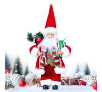 Santa Plush Figurine - Standing Gift Holder Decor | Vintage Holiday Statue