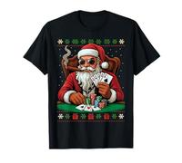 Santa Poker Night Ugly Christmas Sweater Juegos de Cartas de Juego Camiseta