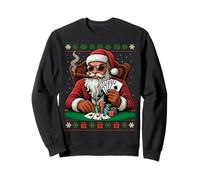 Santa Poker Night Ugly Christmas Sweater Juegos de Cartas de Juego Sudadera