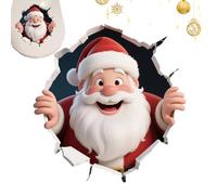 Santa Reindeer Breaking Wall Festival Sticker - Creative Festive Decals, Christmas Decals For Walls, Removable Debris Free Feature For Home Party Living Room, Wall Art, Snowman Decor