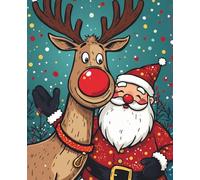 Santa & Reindeer Christmas-Themed Notebook: Holiday Gift for Kids, Teens, Christmas Lovers, Stocking Fillers or Secret Santa. 110 Lined Pages