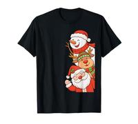 Santa Reindeer Snowman Friends Christmas Kids Xmas Holiday Camiseta